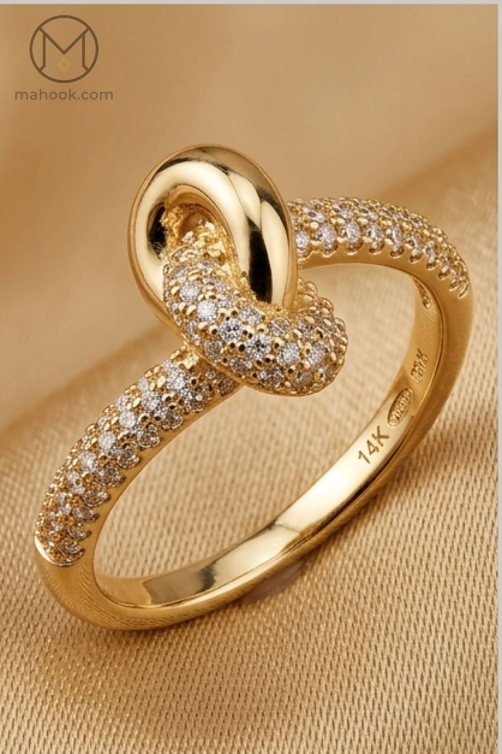 انگشتر ژوپینگ نگین دار طرح گره